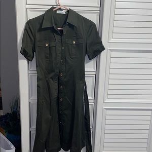 Green Calvin Klein button up dress